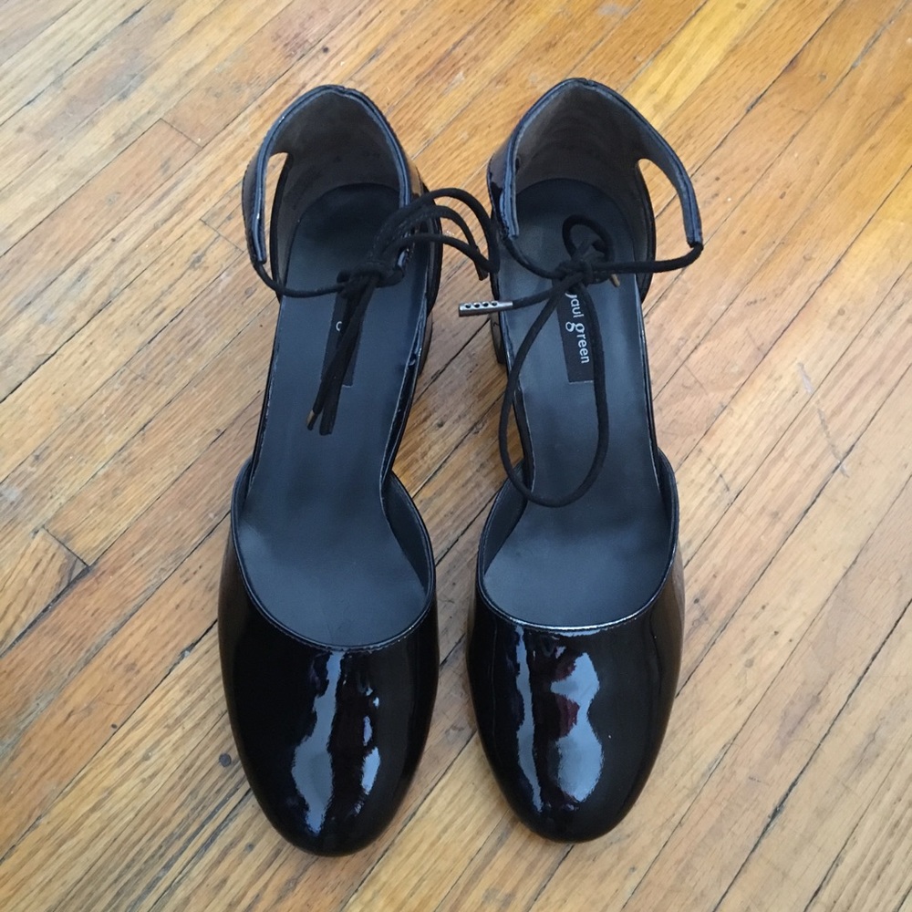 NWOT Paul Green blk patent leather ankle tie shoes
